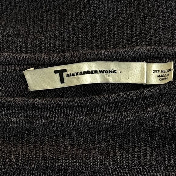 Alexander Wang Navy Knit Striped Long Sleeve Top Women's Size Medium - Picture 3 of 8